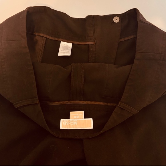 Michael Kors Women's Dark Brown Bottom Cuff Capris Cropped Stretch Size 14P - Picture 9 of 16